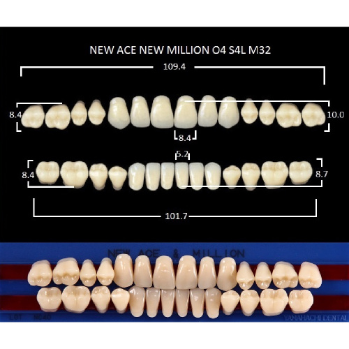 картинка Зубы акриловые New Ace / New Million, фасон O4/S4L M32, полный гарнитур (28 шт), Yamahachi 