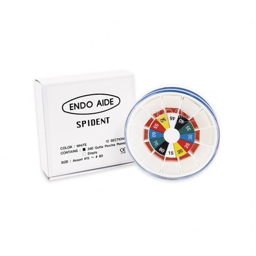 картинка Гуттаперча в органайзере Endo Aid Guttapercha points 15-80 (240шт), Spident 