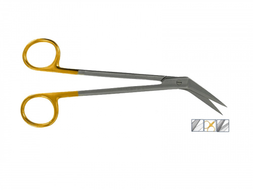 картинка 8033, 8034 Ножницы хирургические Locklin угловые зубчатые, 160 мм, Orange 