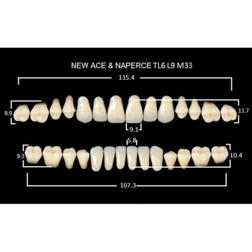 картинка Зубы акриловые Gloria New Ace / Naperce, фасон TL6/L9 М33, полный гарнитур (28 шт), Yamahachi 