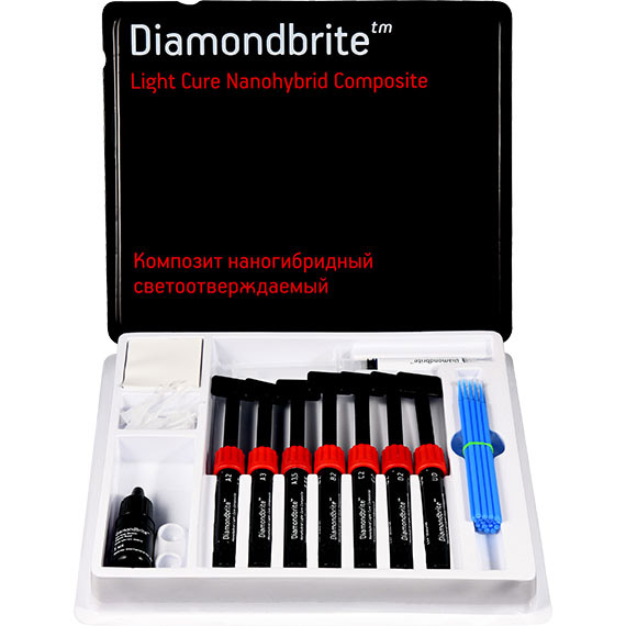 картинка Даймондбрайт Нано-Гибрид Лайт Кьюр Композит - Diamondbrite Nano-Hybrid Light Cure Composite (7х4,5г) OPT697, Diamondbrite 