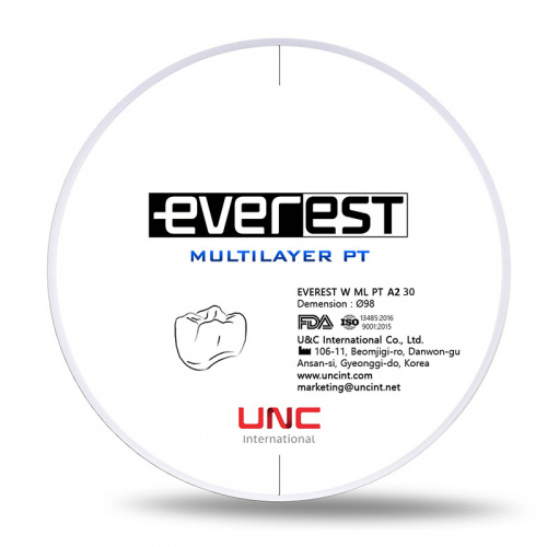 картинка Циркониевые диски Эверест Мультилайер ПТ - Everest Multilayer PT (98x30мм), UNC Inc 