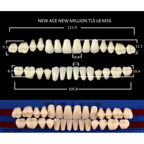 картинка Зубы акриловые New Ace / New Million, фасон TL5/L8 M33, полный гарнитур (28 шт), Yamahachi 