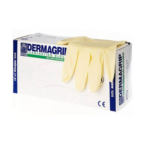 картинка Перчатки латексные DERMAGRIP Classic Powder Free нестерильные, неопудренные (50 пар), DERMAGRIP, WRP 