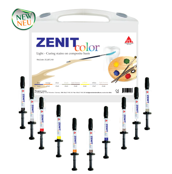 картинка Набор красок Зенит Колор - Zenit Color Kit (10x1г ), President Dental 