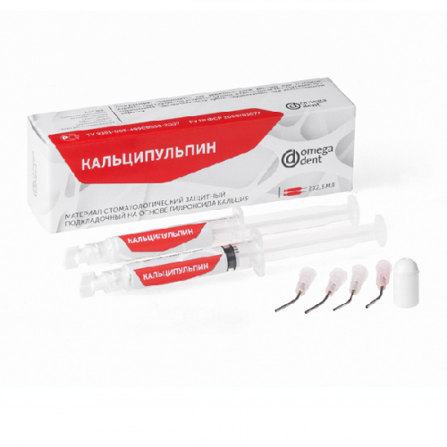 картинка Кальципульпин, Omegadent (2,5мл x 2 + 4шт.) 