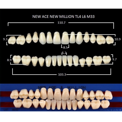 картинка Зубы акриловые New Ace / New Million, фасон TL4/L6 M33, полный гарнитур (28 шт), Yamahachi 