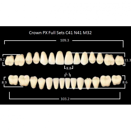 картинка Зубы композитные Crown PX Full Sets, полный гарнитур Crown C41/N41 Efucera M32 (28 шт), Yamahachi 