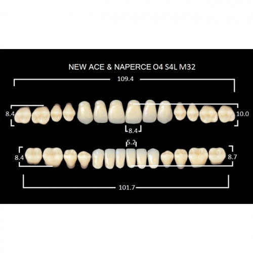 картинка Зубы акриловые Gloria New Ace / Naperce, фасон O4/S4L М32, полный гарнитур (28 шт), Yamahachi 