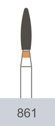 картинка Бор алмазный 861-014 EF, FO-20 EF пламевидный (5 шт.), Prima Dental Group 