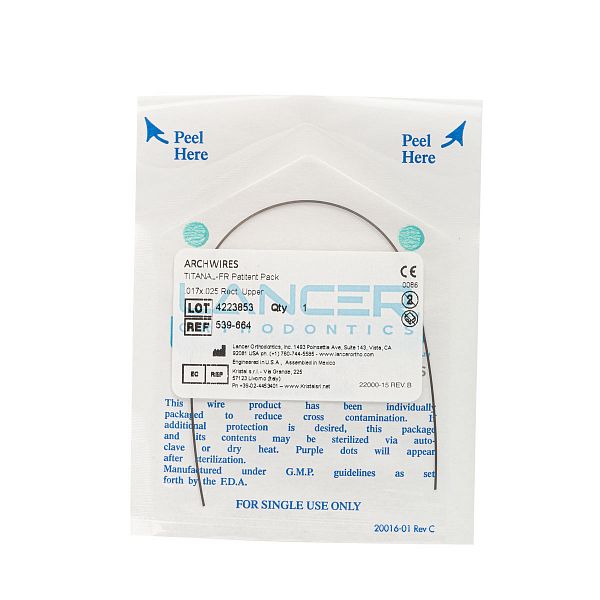 картинка Дуга Titanal Super Elastic нитиноловая суперэластичная прямоугольная 016х022, Lancer 