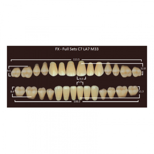 картинка Зубы акриловые FX, фасон C7/LA7 M33, полный гарнитур (28 шт), Yamahachi 