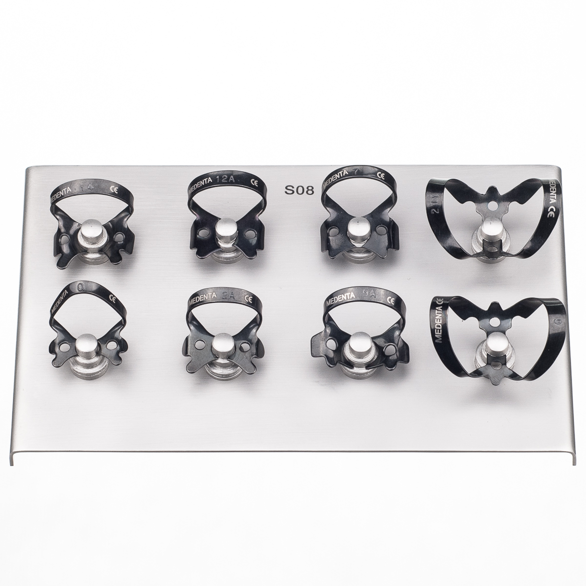 картинка Комплект Раббер Дам 129-S08 TiAlN, 8 креплений, Medenta Instrumets Co 