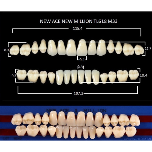 картинка Зубы акриловые New Ace / New Million, фасон TL6/L8 M33, полный гарнитур (28 шт), Yamahachi 