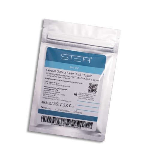 картинка Штифты стекловолоконные Crystal Quartz Fiber Post "Cobra" конические, с широкой экстракорональной частью (10шт), STEA 