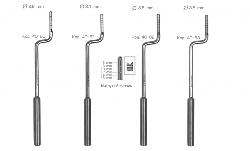 картинка 40-80–40-83 Остеотомы с вогнутым кончиком, HLW Dental 