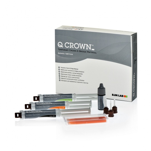 картинка Кью Краун - Q-Crown Temporary Crown & Bridge Material, BJM LAB (3х5мл А1, А2, А3 +5мл глазури) 