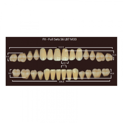 картинка Зубы акриловые FX, фасон S6/LB7 M33, полный гарнитур (28 шт), Yamahachi 