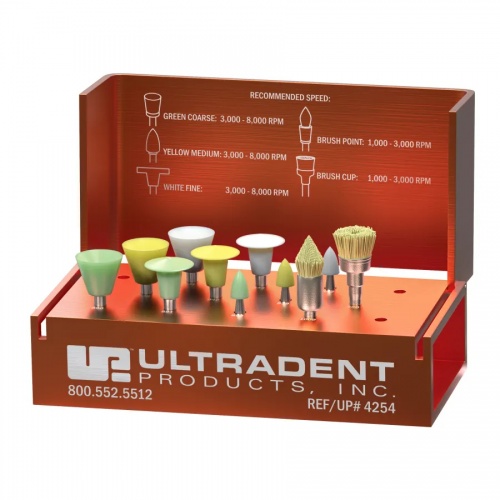 картинка UL4254 Набор полиров и щеток Jiffy Pollishing Kit, Ultradent (11 предметов) 