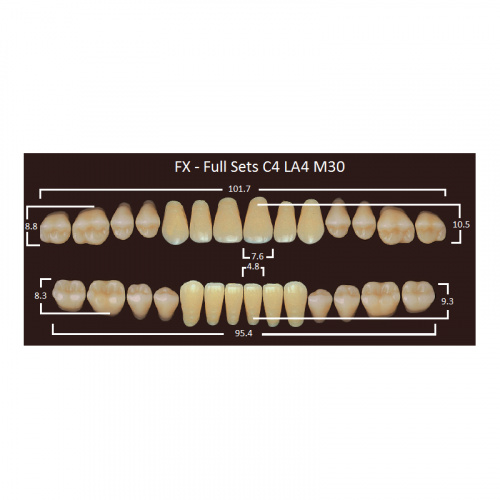 картинка Зубы акриловые FX, фасон C4/LA4 M30, полный гарнитур (28 шт), Yamahachi 