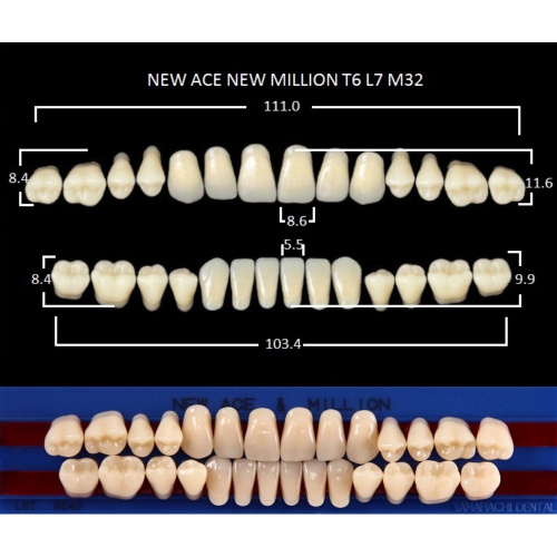 картинка Зубы акриловые New Ace / New Million, фасон T6/L7 M32, полный гарнитур (28 шт), Yamahachi 