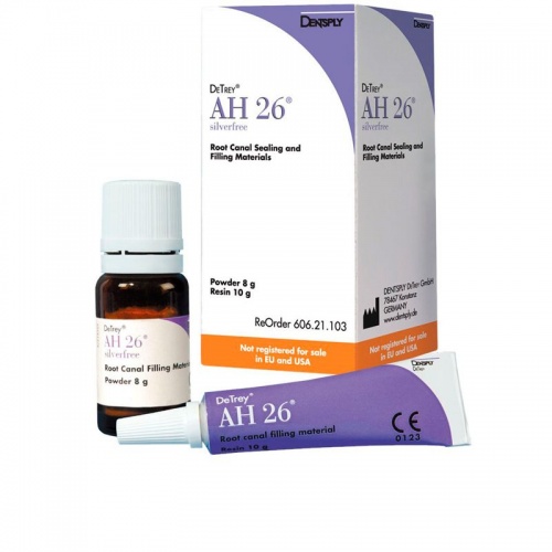 картинка Эйч-26 - AH-26 (silver-free, 8 г порошка, 10 г пасты), Dentsply Sirona 