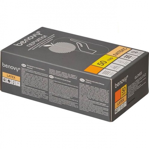 картинка Перчатки латексные Benovy (50 пар), Top Glove 