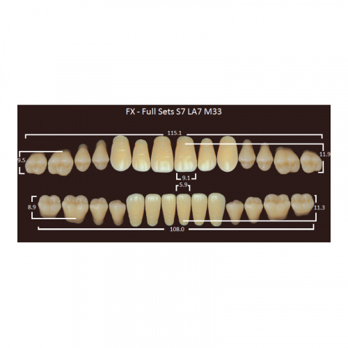 картинка Зубы акриловые FX, фасон S7/LA7 M33, полный гарнитур (28 шт), Yamahachi 