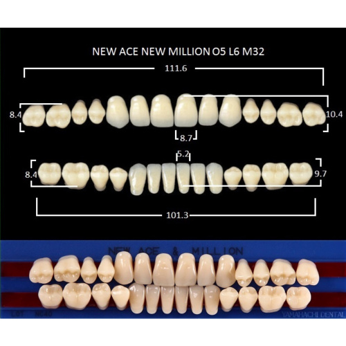 картинка Зубы акриловые New Ace / New Million, фасон O5/L6 M32, полный гарнитур (28 шт), Yamahachi 