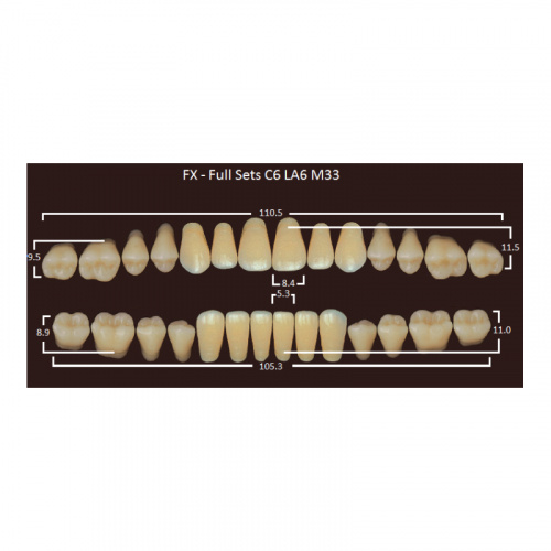 картинка Зубы акриловые FX, фасон C6/LA6 M33, полный гарнитур (28 шт), Yamahachi 