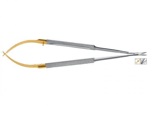 картинка 8059, 8060 Ножницы микрохирургические Castroviejo зубчатые, 150 мм, Orange 