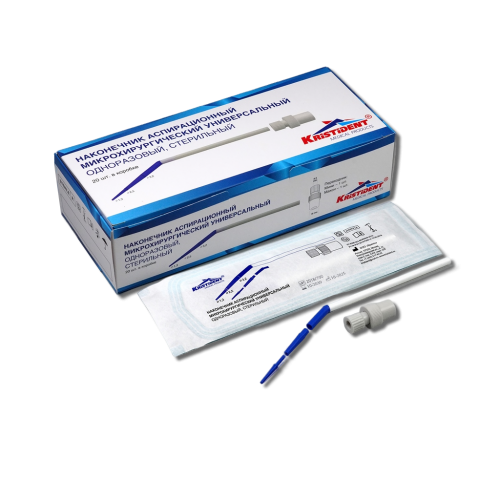 картинка Наконечник аспирационный микрохирургический универсальный, одноразовый, стерильный (20шт), Кристидент 