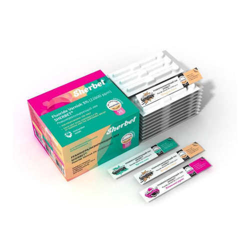 картинка Реминерализующий лак Sherbet Fluoride Varnish 5% (50 унидоз), Sherbet 