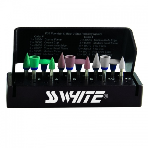 картинка Набор боров-полиров Kit JAZZ P3S для керамики и металла (12шт), SS White 