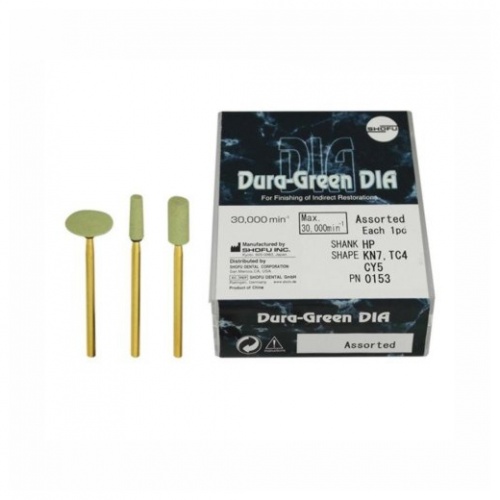 картинка Абразивные камни Dura-Green Dia Assortment, 0153 (3 шт.), Shofu 
