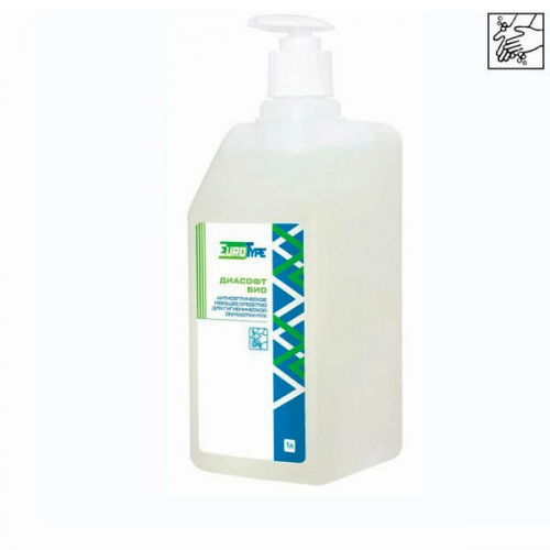 картинка Жидкое мыло с дозатором «Диасофт Био», EuroType (1л) 