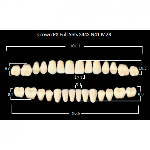 картинка Зубы композитные Crown PX Full Sets, полный гарнитур Crown S44S/N41 Efucera M28 (28 шт), Yamahachi 