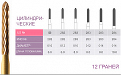 картинка Бор ТВС финишный 283-014, цилиндрический, 12 граней, FG (5 шт.), Prima Dental Group