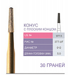 картинка Бор ТВС финишный 9713, конус с плоским концом, 30 граней, FG (5 шт.), Prima Dental Group