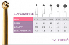 картинка Бор ТВС финишный 7004, шаровидный, 12 граней, FG (5 шт.), Prima Dental Group